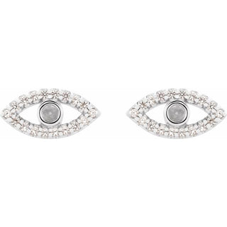 Platinum Natural White Sapphire Semi-Set Evil Eye Earrings