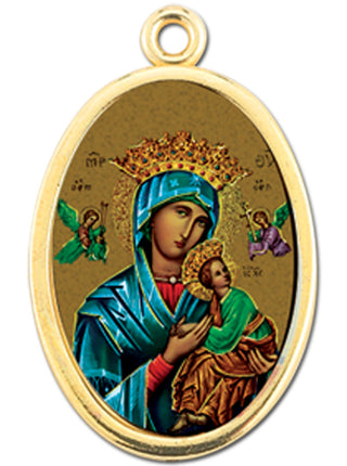 Gold Oval Our Lady Of Perpetual Help Picture Medal 10-Pack