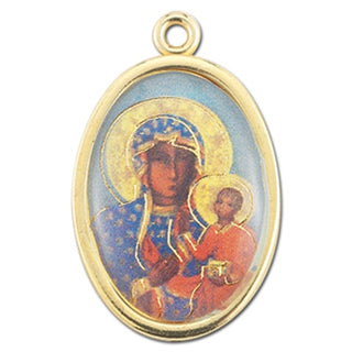Gold Oval Our Lady Of Czestochowa Picture Medal 10-Pack