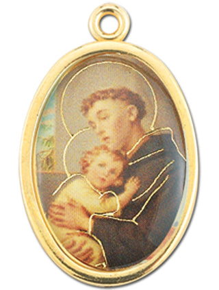 Gold Oval Saint Anthony Picture Medal 10-Pack