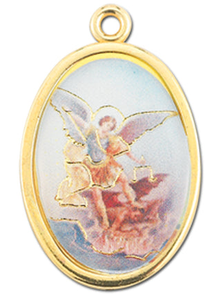 Gold Oval Saint Michael Picture Medal 10-Pack