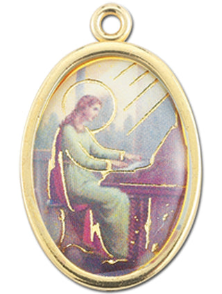 Gold Oval Saint Cecilia Picture Medal 10-Pack