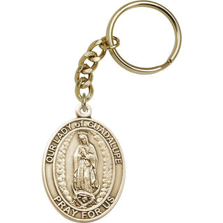 Our Lady of Guadalupe Engravable Keychain - Gold Tone