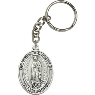 Our Lady of Guadalupe Engravable Keychain - Silver Finish