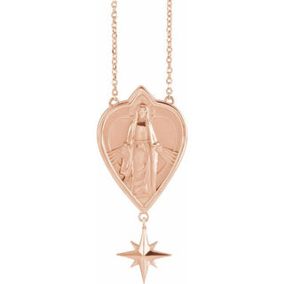 14K Rose 23.8x15.7 mm Miraculous Mary 16" Necklace