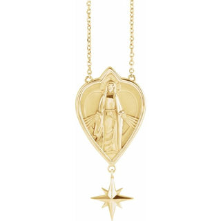 14K Yellow 23.8x15.7 mm Miraculous Mary 18" Necklace
