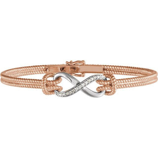 14K Rose/White  1/8 CTW Natural Diamond Bangle 7 1/2â Bracelet