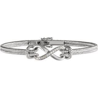 14K White  1/8 CTW Natural Diamond Bangle 7 1/2â Bracelet