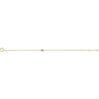 14K Yellow Imitation Pink Tourmaline Youth Birthstone 4 1/2-5 1/2" Bracelet