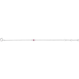 14K White Imitation Pink Tourmaline Youth Birthstone 4 1/2-5 1/2" Bracelet