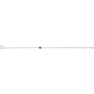 14K White Imitation Blue Zircon Youth Birthstone 4 1/2-5 1/2" Bracelet