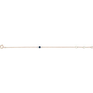 14K Rose Imitation Blue Sapphire Youth Birthstone 4 1/2-5 1/2" Bracelet