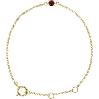 14K Yellow Imitation Mozambique Garnet Youth Birthstone 4 1/2-5 1/2" Bracelet