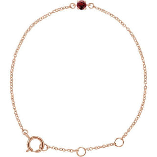 14K Rose Imitation Mozambique Garnet Youth Birthstone 4 1/2-5 1/2" Bracelet