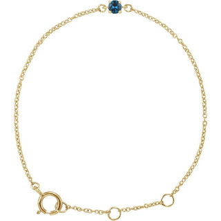 14K Yellow Imitation Blue Zircon Youth Birthstone 4 1/2-5 1/2" Bracelet