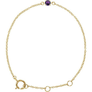 14K Yellow Imitation Amethyst Youth Birthstone 4 1/2-5 1/2" Bracelet