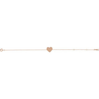 14K Rose Engravable Heart 7-8" Bracelet
