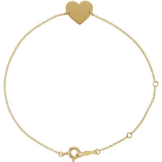 14K Yellow Engravable Heart 7-8" Bracelet