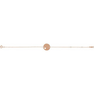 14K Rose Engravable Pierced Heart Disc 7-8" Bracelet