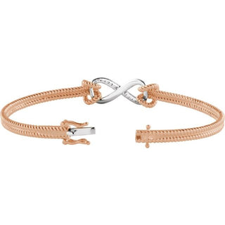 14K Rose/White  1/8 CTW Natural Diamond Bangle 7 1/2â Bracelet