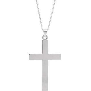 14K White 39 x 25 mm Cross 18" Necklace