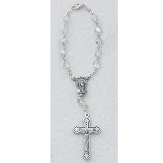 Crystal April Auto Rosary with Card