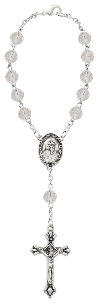 Crystal April Auto Rosary with Card
