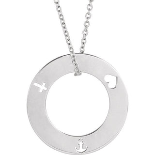 14K White Engravable Pierced Loop 16-18" Necklace