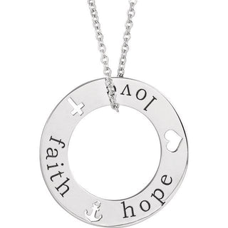 Platinum Faith, Hope, Love Pierced Loop 16-18" Necklace