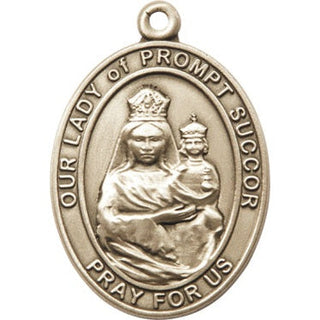 Gold Oxide Our Lady of Prompt Succor Keychain Engraved Catholic Saint Jewelry