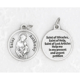 Bulk Saint Anthony Silver Tone Round Medals