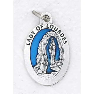 Bulk Our Lady of Lourdes Premium 1 Inch Blue Enamel Medals