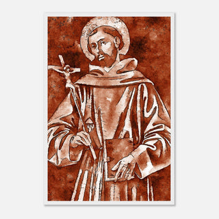 Sepia Franciscan Saint with Crucifix Framed Print - view 16