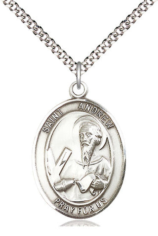 Pewter Saint Andrew the Apostle Medal Catholic Jewelry Engraved Catholic Saint Jewelry