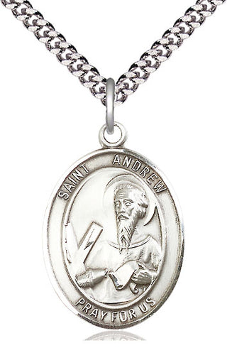 Pewter Saint Andrew the Apostle Medal Catholic Jewelry Engraved Catholic Saint Jewelry