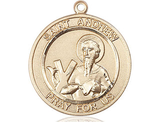 14kt Gold Filled Saint Andrew the Apostle Medal Engraved Catholic Saint Jewelry