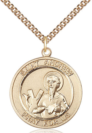 14kt Gold Filled Saint Andrew the Apostle Medal Catholic Jewelry Engraved Catholic Saint Jewelry