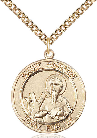 14kt Gold Filled Saint Andrew the Apostle Medal Catholic Jewelry Engraved Catholic Saint Jewelry
