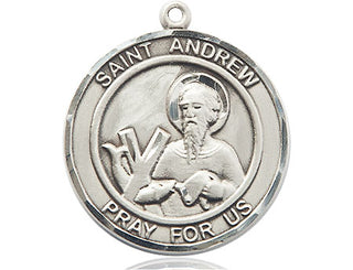 Sterling Silver Saint Andrew the Apostle Medal Catholic Jewelry Engraved Catholic Saint Jewelry