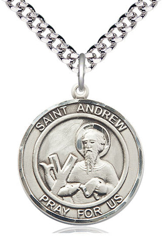 Sterling Silver Saint Andrew the Apostle Medal Catholic Jewelry Engraved Catholic Saint Jewelry