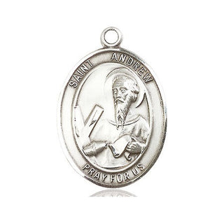 Sterling Silver Saint Andrew the Apostle Medal Catholic Jewelry Engraved Catholic Saint Jewelry