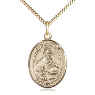 14kt Gold Filled Saint Albert the Great Medal Catholic Jewelry Engraved Catholic Saint Jewelry