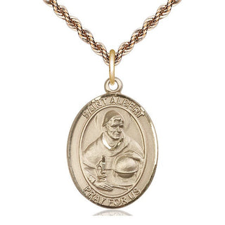 14kt Gold Filled Saint Albert the Great Medal Catholic Jewelry Engraved Catholic Saint Jewelry