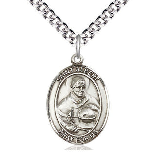 Pewter Saint Albert the Great Medal Catholic Jewelry Engraved Catholic Saint Jewelry