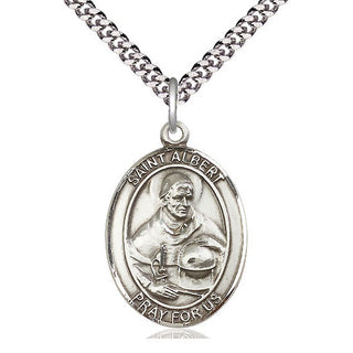 Sterling Silver Saint Albert the Great Medal Catholic Jewelry Engraved Catholic Saint Jewelry