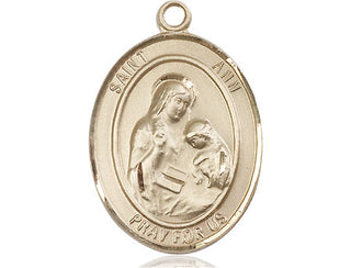 14kt Gold Filled Saint Ann Medal Engraved Catholic Saint Jewelry