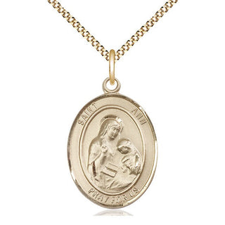 14kt Gold Filled Saint Ann Medal Catholic Jewelry Engraved Catholic Saint Jewelry