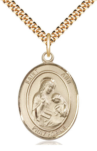 14kt Gold Filled Saint Ann Medal Catholic Jewelry Engraved Catholic Saint Jewelry