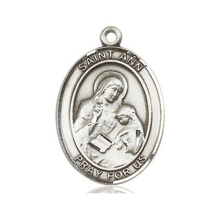 Pewter Saint Ann Medal Engraved Catholic Saint Jewelry