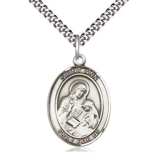 Pewter Saint Ann Medal Catholic Jewelry Engraved Catholic Saint Jewelry